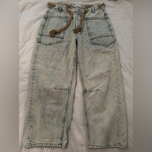 We The Free Moxie Low Slung Pull On Barrel Jeans Size 29